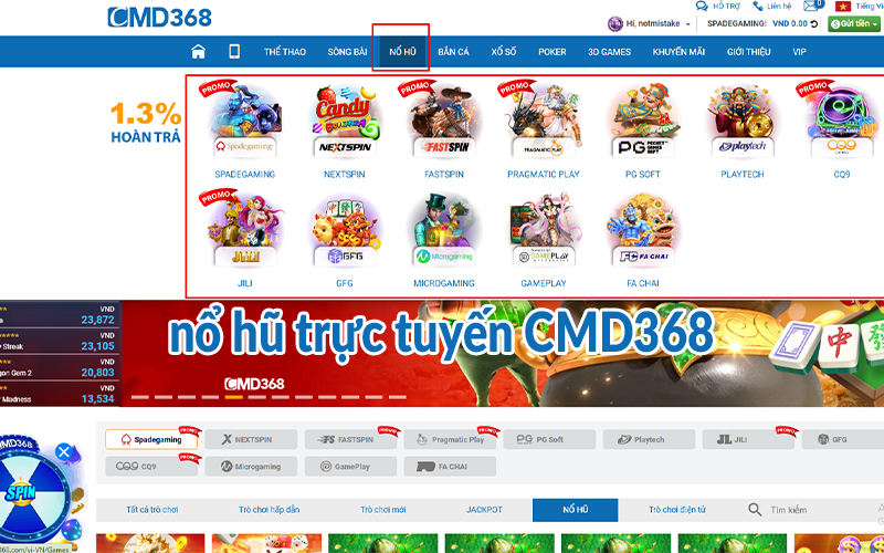 Nổ hũ trực tuyến CMD368 - Trải nghiệm săn hũ đỉnh cao 1 Nổ hũ trực tuyến CMD368